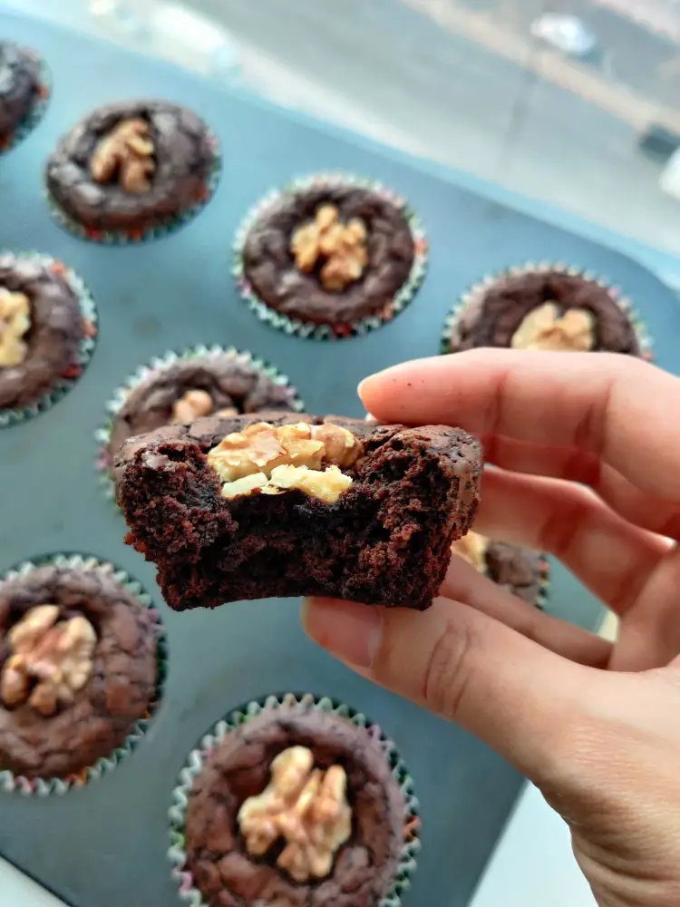 Dark Chocolate Walnut Brownie Cupcakes with Crackly Tops-05