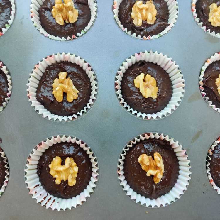 Dark Chocolate Walnut Brownie Cupcakes with Crackly Tops-19
