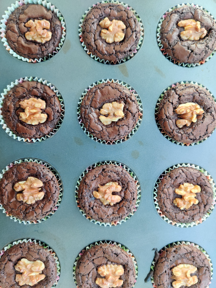Dark Chocolate Walnut Brownie Cupcakes with Crackly Tops-25