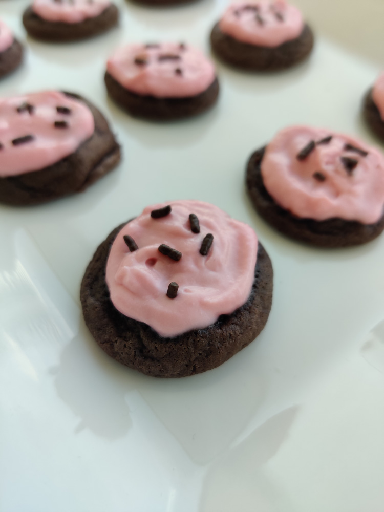 Mini Dark Chocolate Cake Mix Cookies with Labneh Frosting-27