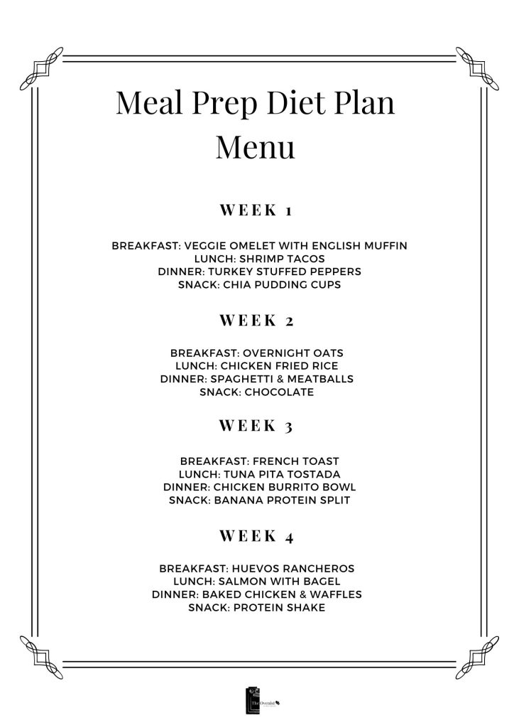 meal prep menu for the week